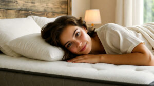 woman on bed woman-on-bed Bay Mattress Factory Outlet